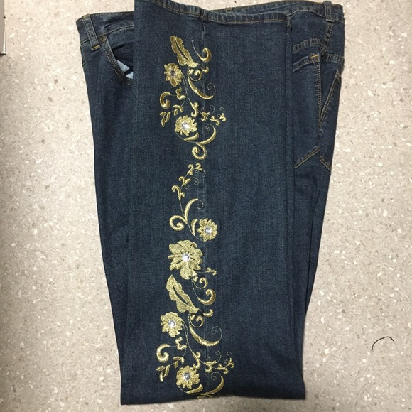 JEANS EMB SCROLLING BEADS DENIM WHIMSEYGOTH DARK FAIRY 24/7 WAIST 42” - Picture 5 of 10